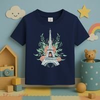 Eiffel Tower Rose Floral Toddler T-Shirt thumb 3