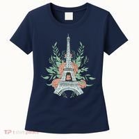 Eiffel Tower Rose Floral Women's T-Shirt thumb 0