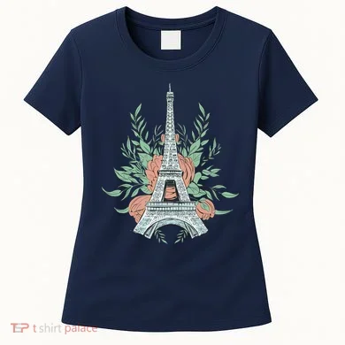 Eiffel Tower Rose Floral Women's T-Shirt