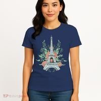 Eiffel Tower Rose Floral Women's T-Shirt thumb 4