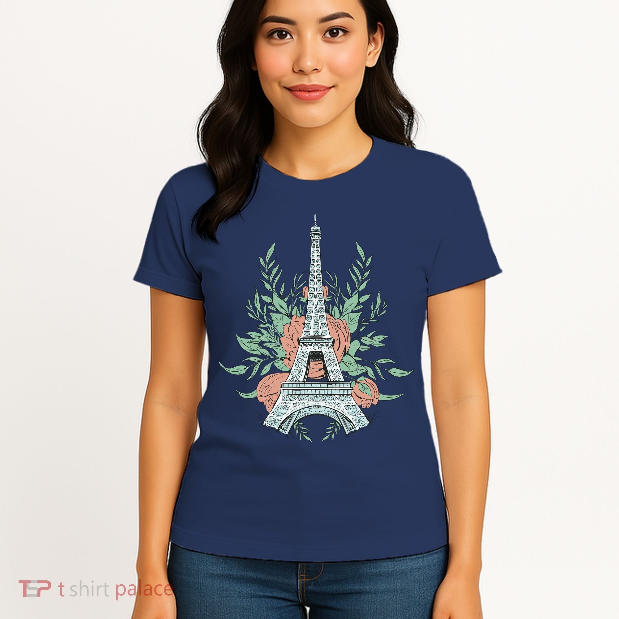 Eiffel Tower Rose Floral Women's T-Shirt