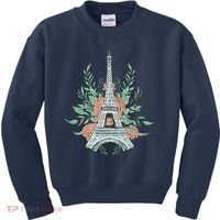 Eiffel Tower Rose Floral Kids Sweatshirt thumb 0