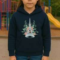 Eiffel Tower Rose Floral Kids Hoodie thumb 3