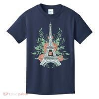 Eiffel Tower Rose Floral Kids T-Shirt thumb 0