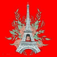 Eiffel Tower Rose Floral Santa Hat thumb 1
