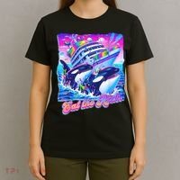 Eat The Rich Whale 90s Orca Funny Whale Animal Yacht Retro T-Shirt thumb 4