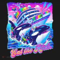 Eat The Rich Whale 90s Orca Funny Whale Animal Yacht Retro Ornament thumb 1