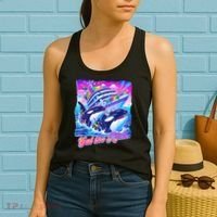 Eat The Rich Whale 90s Orca Funny Whale Animal Yacht Retro Women's Tank Top thumb 2