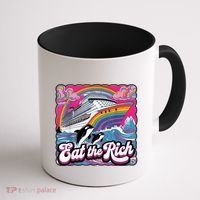 Eat The Rich Whale 90s Orca Whale Animal Yacht Retro Coffee Mug thumb 1
