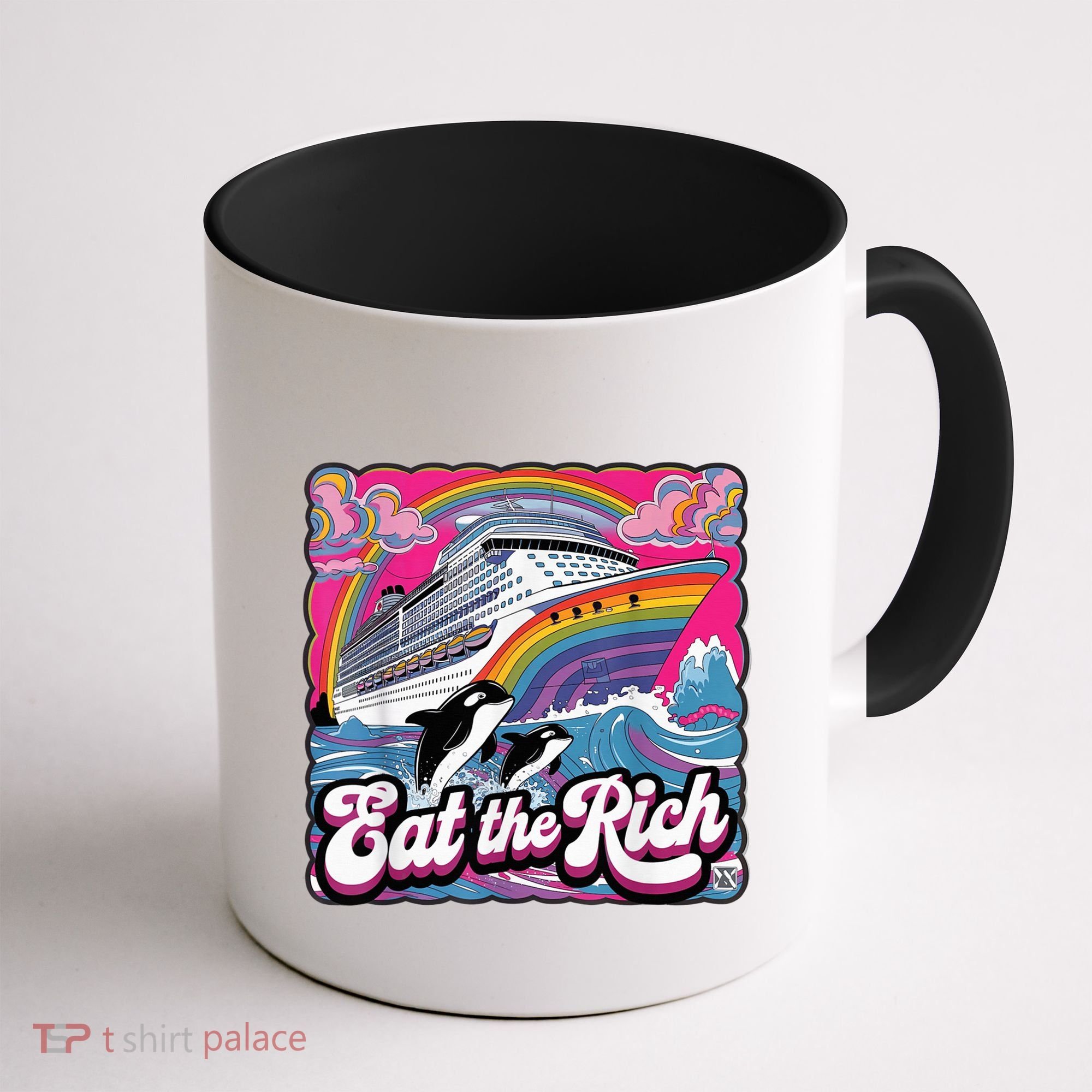 Eat The Rich Whale 90s Orca Whale Animal Yacht Retro Coffee Mug