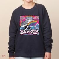 Eat The Rich Whale 90s Orca Whale Animal Yacht Retro Women's Sweatshirt thumb 0