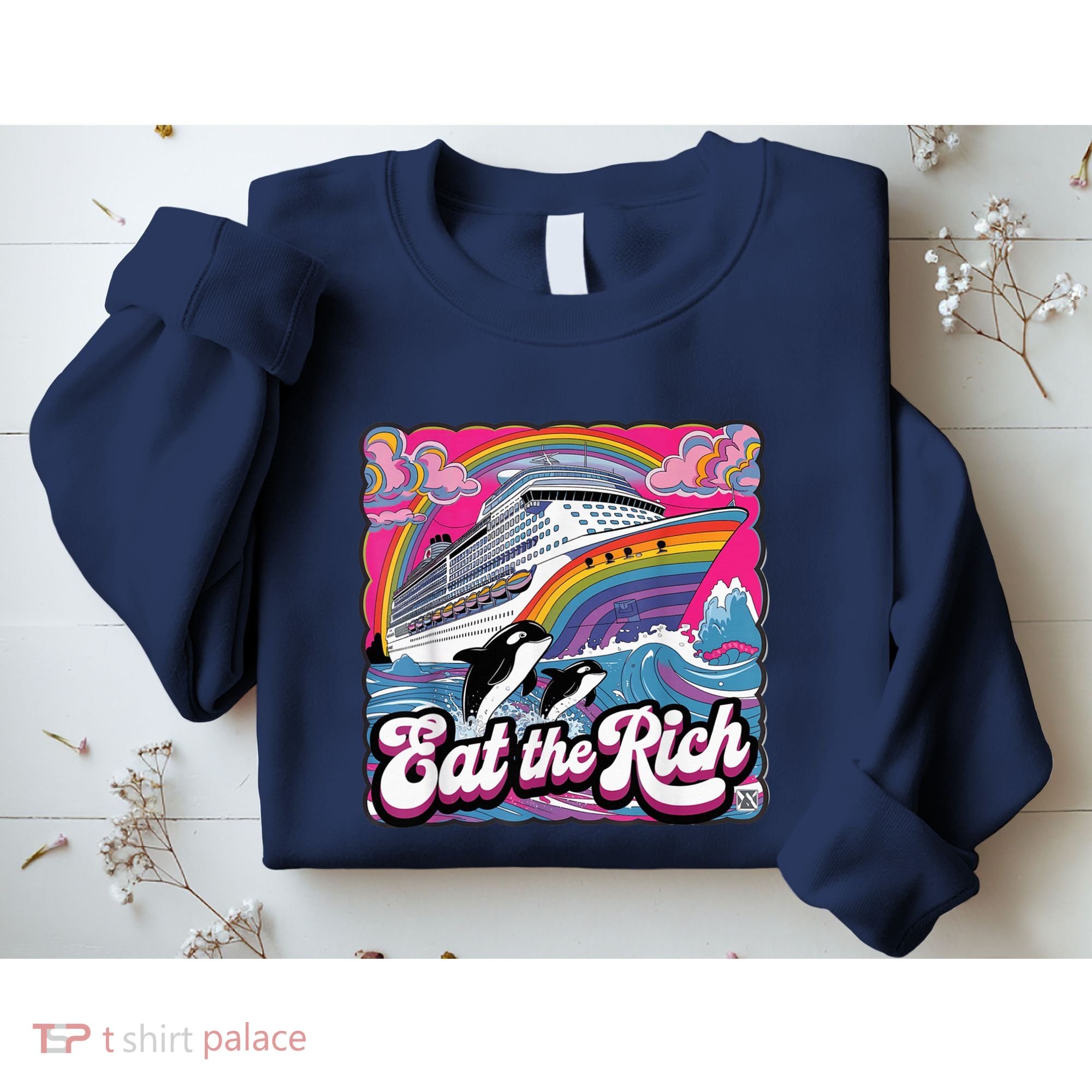 Eat The Rich Whale 90s Orca Whale Animal Yacht Retro Sweatshirt