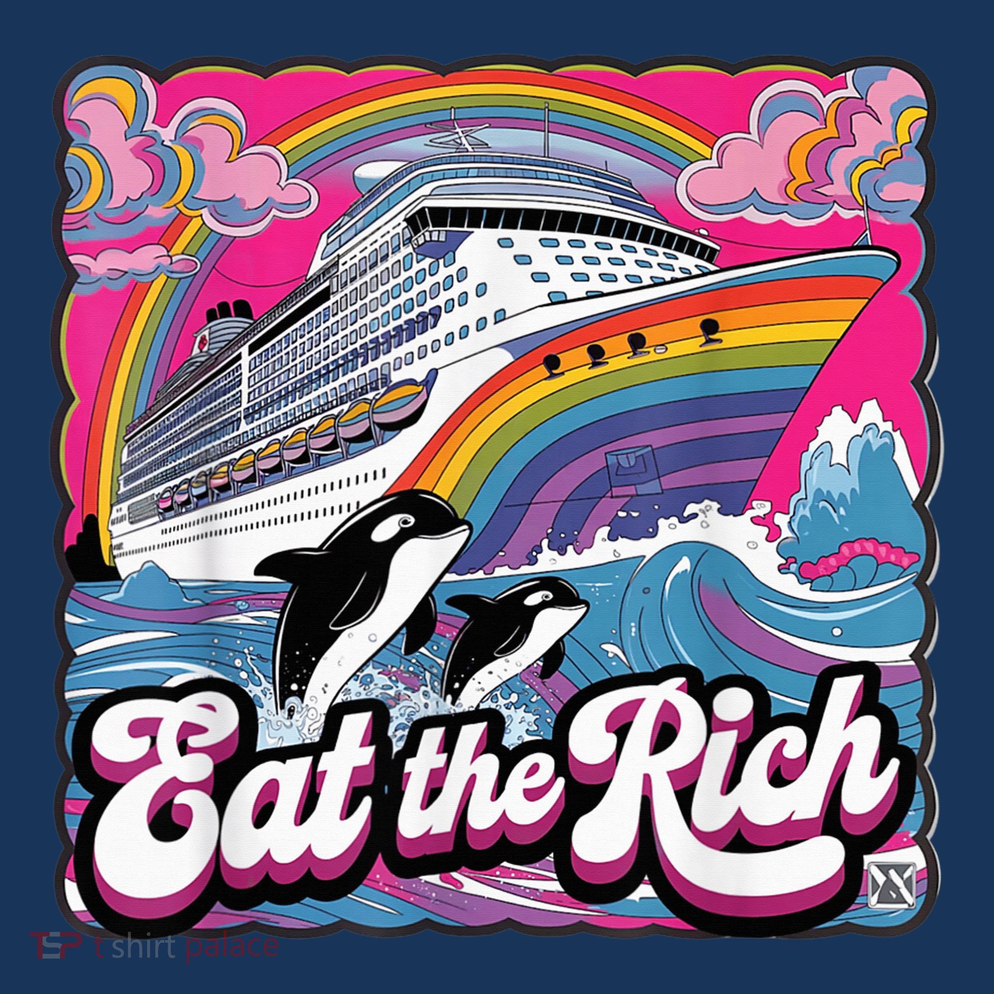 Eat The Rich Whale 90s Orca Whale Animal Yacht Retro Coaster