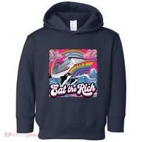 Eat The Rich Whale 90s Orca Whale Animal Yacht Retro Toddler Hoodie thumb 0