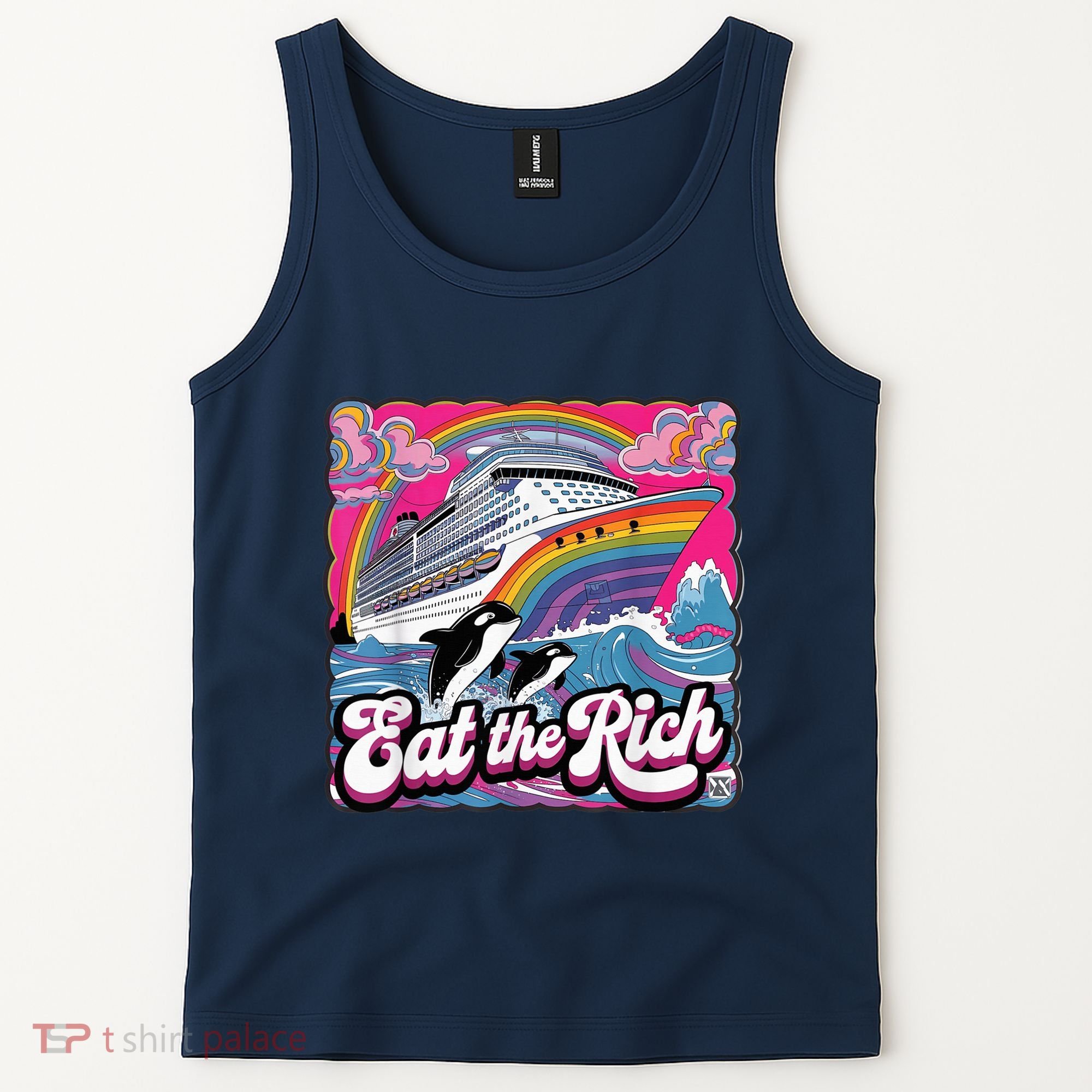 Eat The Rich Whale 90s Orca Whale Animal Yacht Retro Tank Top