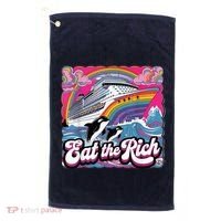 Eat The Rich Whale 90s Orca Whale Animal Yacht Retro Golf Towel thumb 0