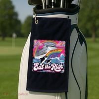 Eat The Rich Whale 90s Orca Whale Animal Yacht Retro Golf Towel thumb 2