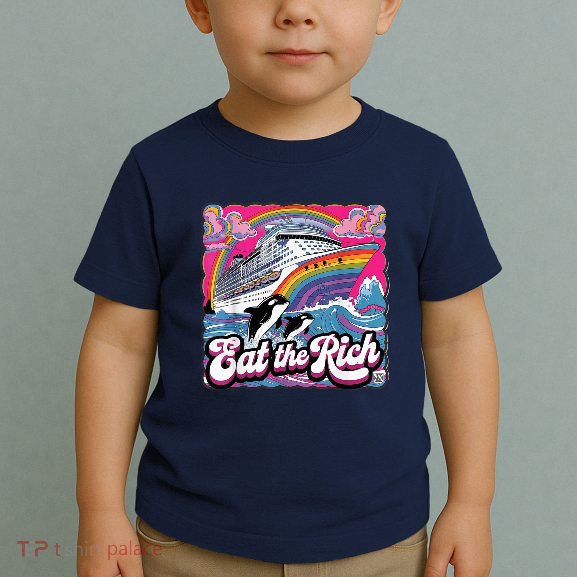Eat The Rich Whale 90s Orca Whale Animal Yacht Retro Toddler T-Shirt