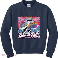 Eat The Rich Whale 90s Orca Whale Animal Yacht Retro Kids Sweatshirt thumb 0