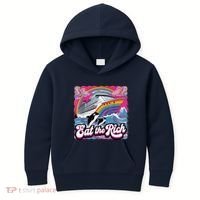 Eat The Rich Whale 90s Orca Whale Animal Yacht Retro Kids Hoodie thumb 0