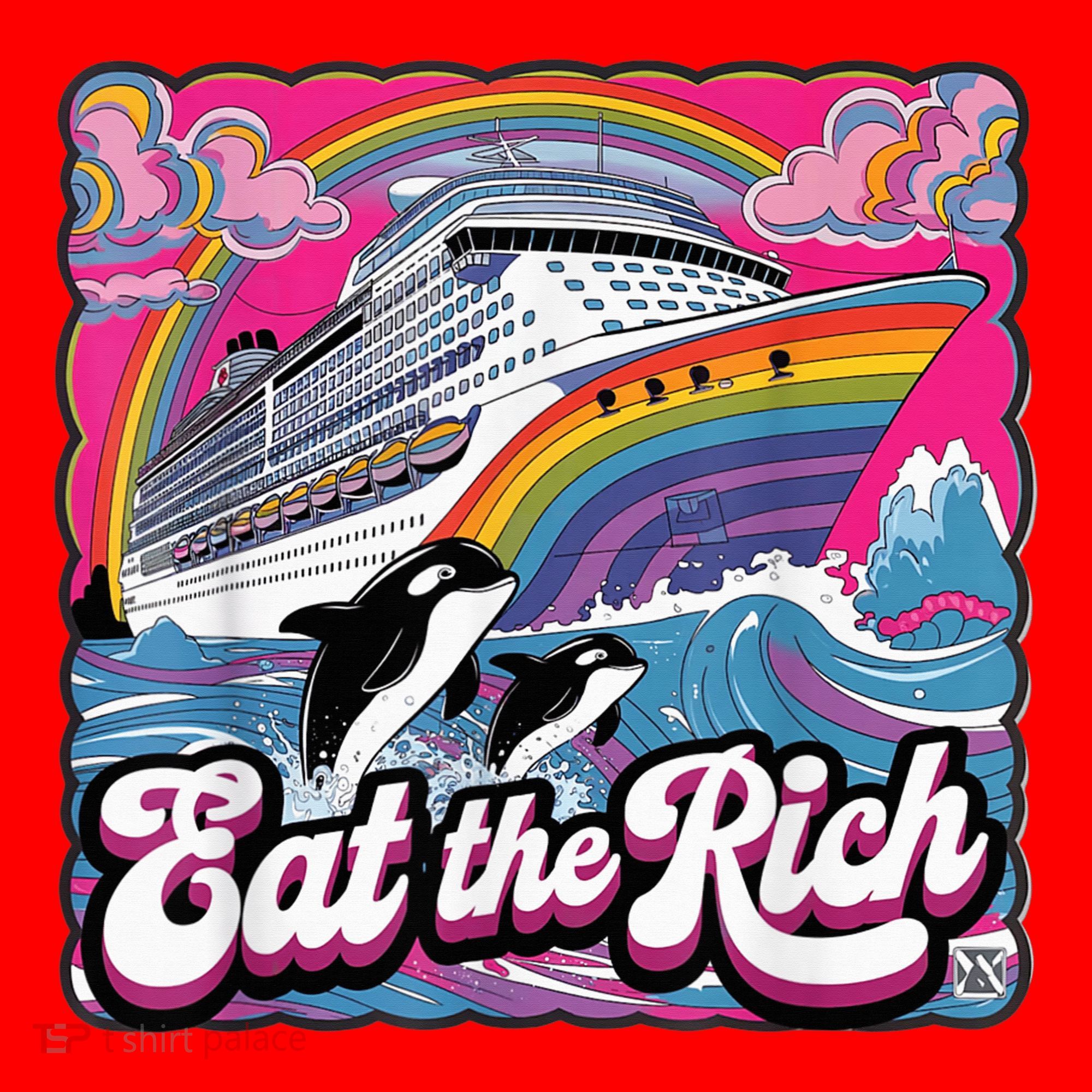 Eat The Rich Whale 90s Orca Whale Animal Yacht Retro Santa Hat