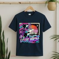 Eat The Rich Vintage Retro Sunset And Waving Style Ocean T-Shirt thumb 2