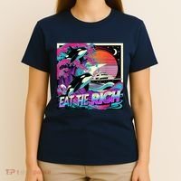 Eat The Rich Vintage Retro Sunset And Waving Style Ocean T-Shirt thumb 4