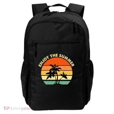 Enjoy The Summer Retro Sunset Palm Tree Backpack