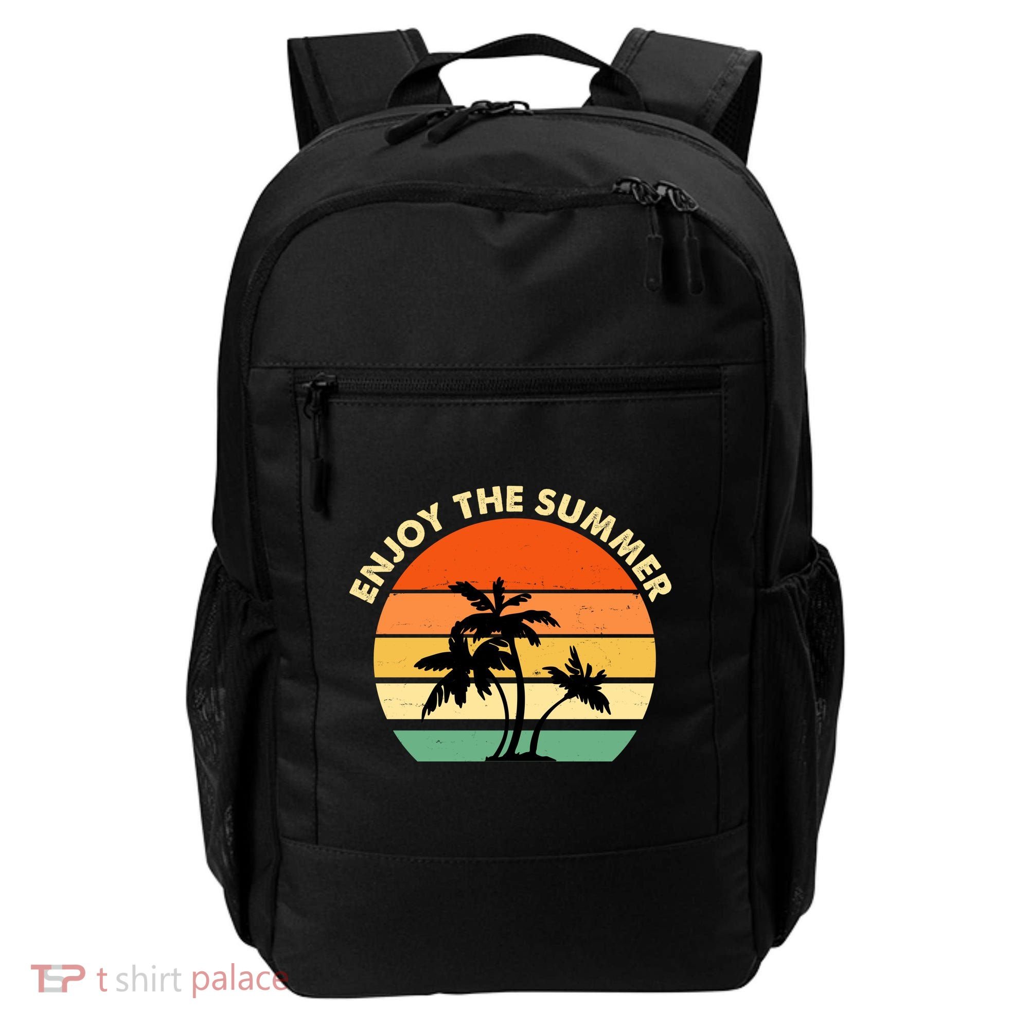 Enjoy The Summer Retro Sunset Palm Tree Backpack