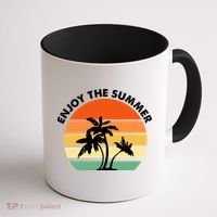 Enjoy The Summer Retro Sunset Palm Tree Coffee Mug thumb 1