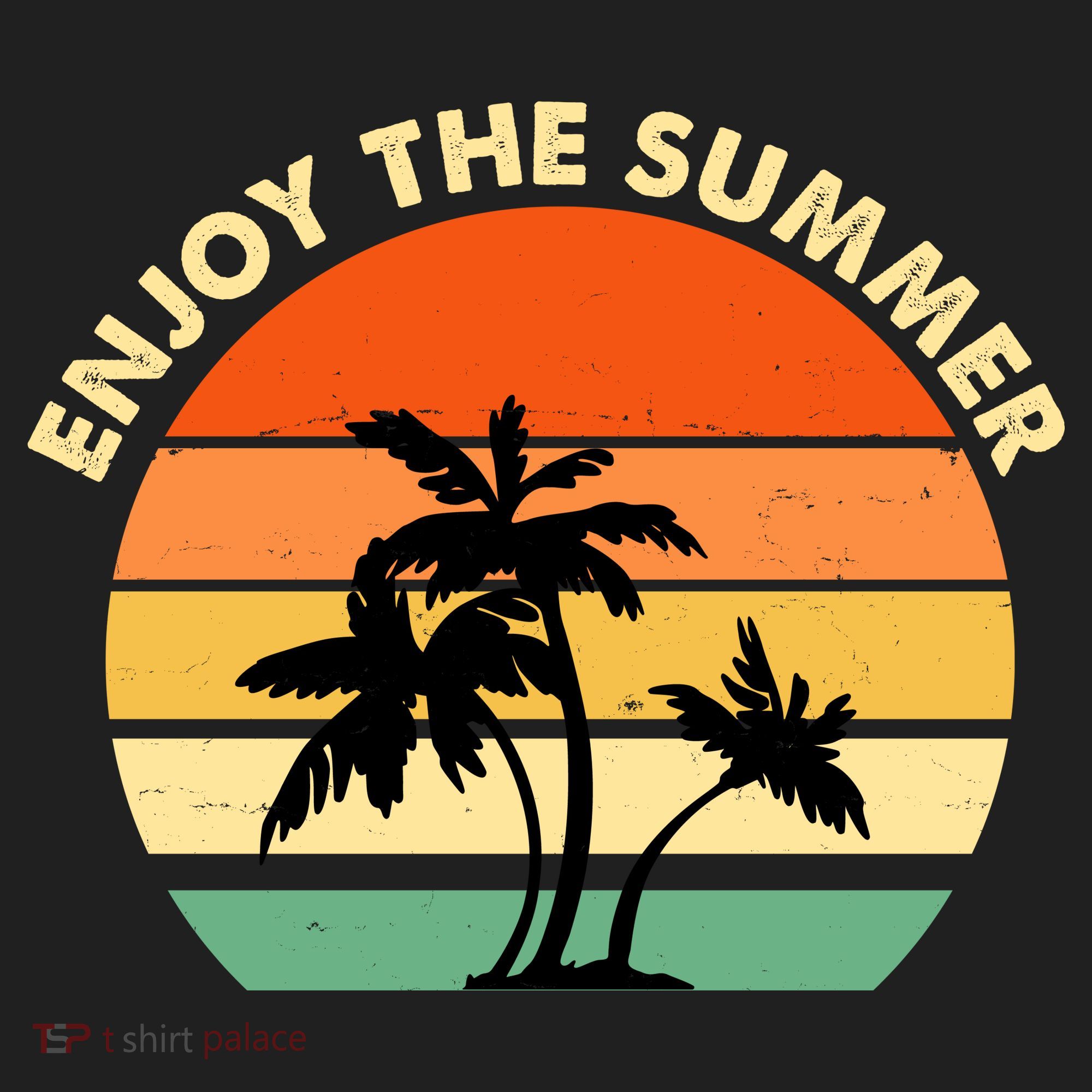 Enjoy The Summer Retro Sunset Palm Tree Tumbler