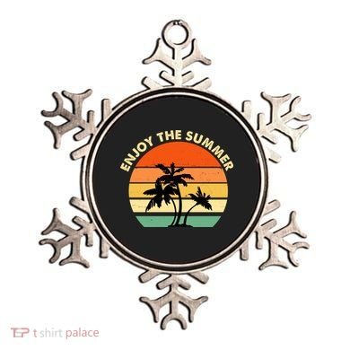Enjoy The Summer Retro Sunset Palm Tree Ornament