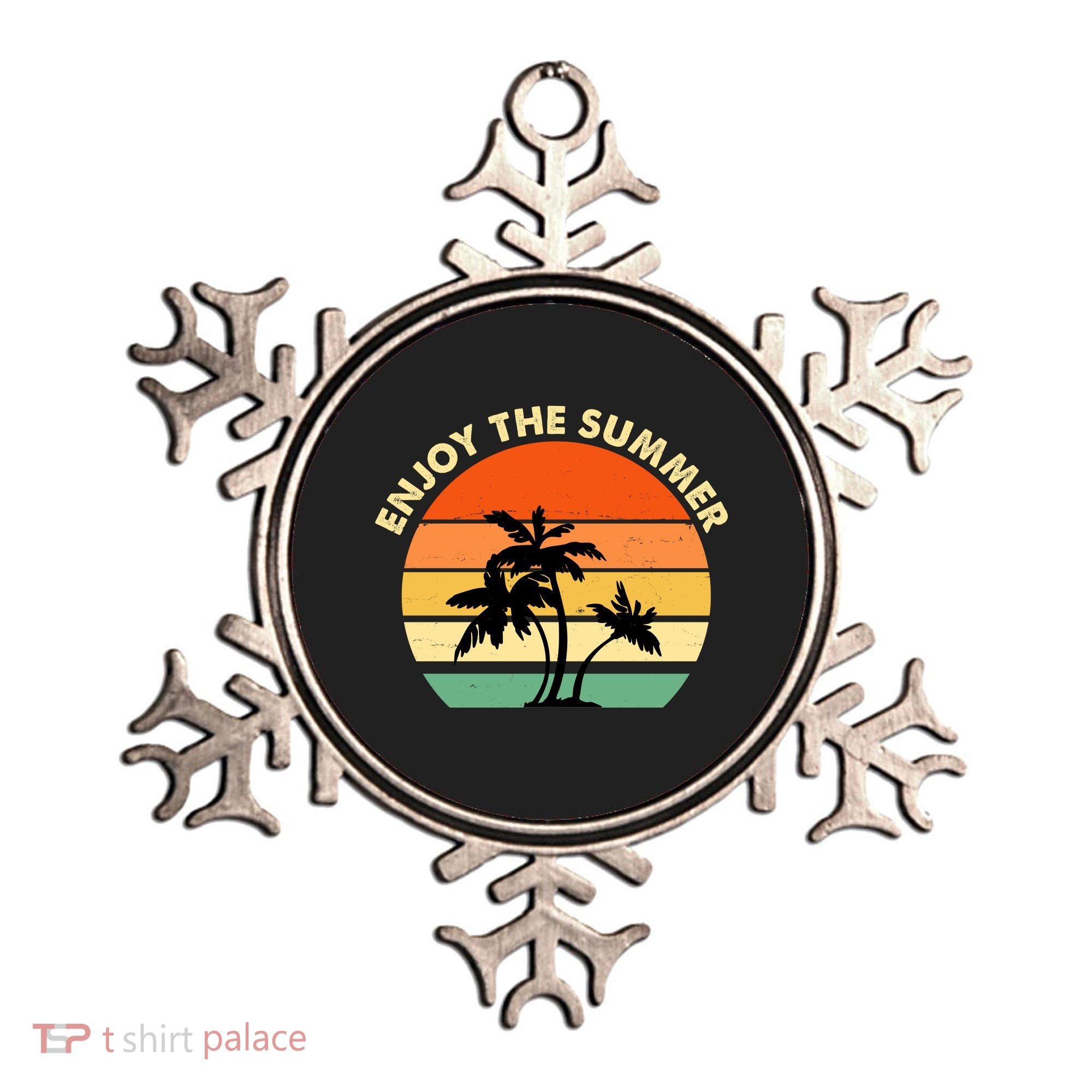 Enjoy The Summer Retro Sunset Palm Tree Ornament