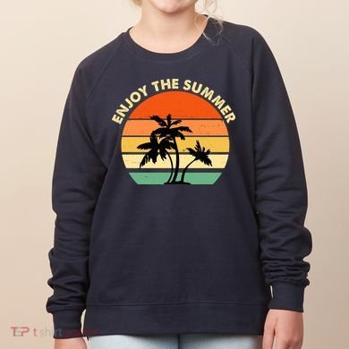 Enjoy The Summer Retro Sunset Palm Tree Women's Sweatshirt