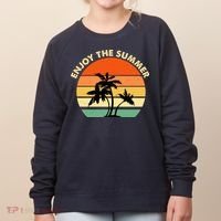 Enjoy The Summer Retro Sunset Palm Tree Women's Sweatshirt thumb 0