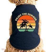 Enjoy The Summer Retro Sunset Palm Tree Doggie Tank thumb 0