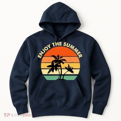 Enjoy The Summer Retro Sunset Palm Tree Hoodie