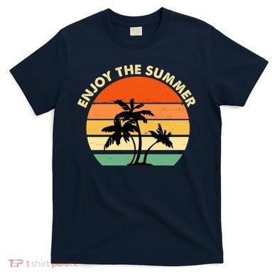 Enjoy The Summer Retro Sunset Palm Tree T-Shirt