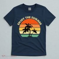 Enjoy The Summer Retro Sunset Palm Tree T-Shirt thumb 5