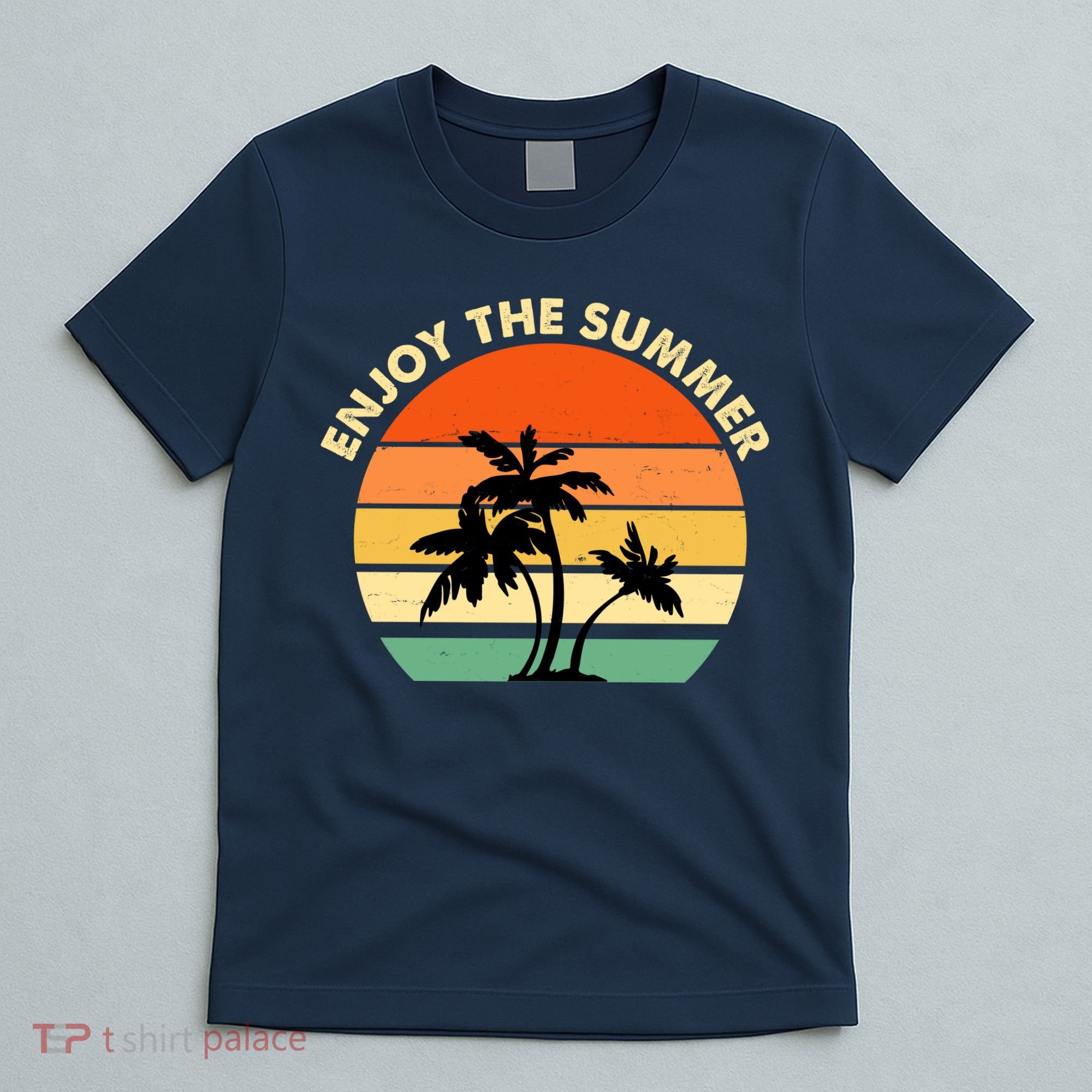 Enjoy The Summer Retro Sunset Palm Tree T-Shirt