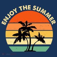 Enjoy The Summer Retro Sunset Palm Tree T-Shirt thumb 7