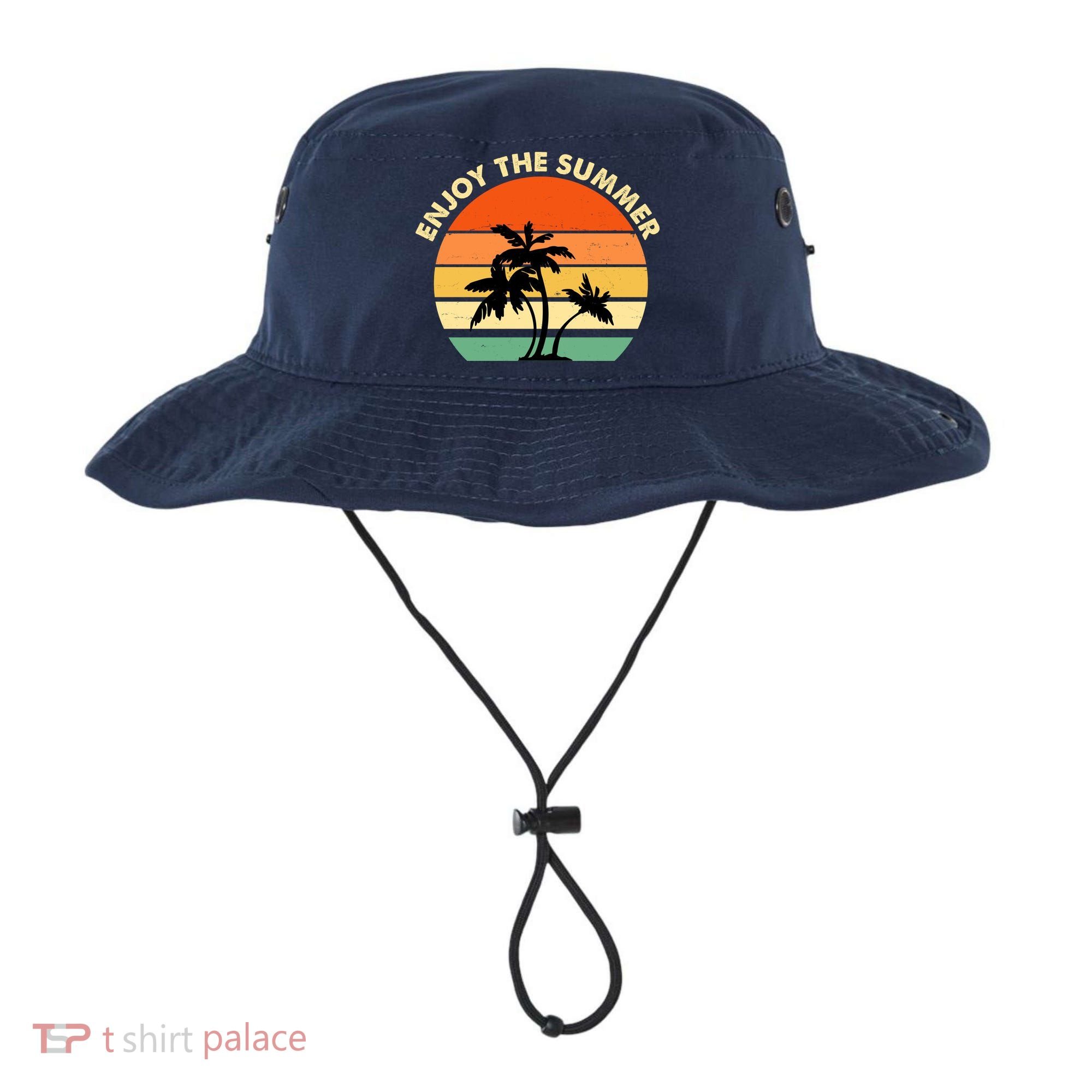 Enjoy The Summer Retro Sunset Palm Tree Bucket Hat