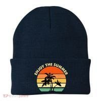 Enjoy The Summer Retro Sunset Palm Tree Beanie thumb 0