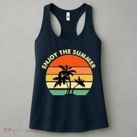 Enjoy The Summer Retro Sunset Palm Tree Women's Tank Top thumb 3