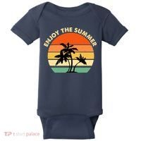 Enjoy The Summer Retro Sunset Palm Tree Baby Bodysuit thumb 0