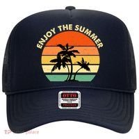 Enjoy The Summer Retro Sunset Palm Tree Hat thumb 0