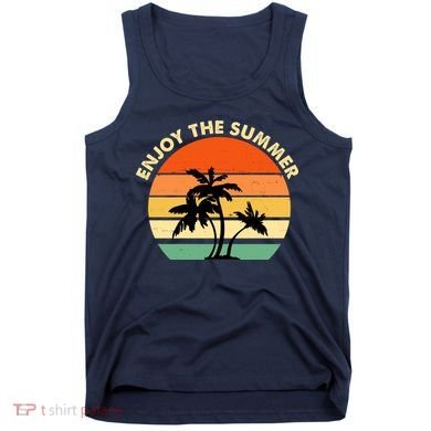 Enjoy The Summer Retro Sunset Palm Tree Tank Top