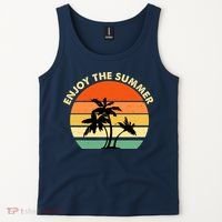 Enjoy The Summer Retro Sunset Palm Tree Tank Top thumb 2