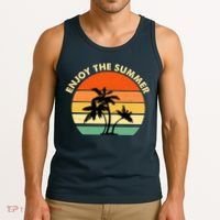 Enjoy The Summer Retro Sunset Palm Tree Tank Top thumb 3