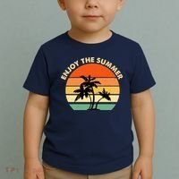 Enjoy The Summer Retro Sunset Palm Tree Toddler T-Shirt thumb 2